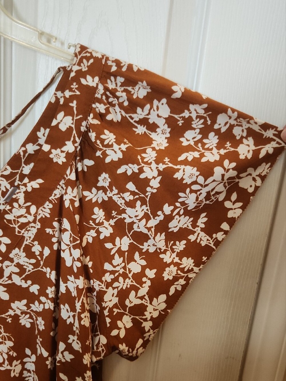 Women's Brown Floral Wrap Dress - Picture 3 of 8